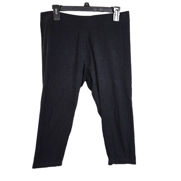 Soft Surroundings Women Cropped Leggings Size Large Petite LP Black Knit Pull On - Picture 1 of 8